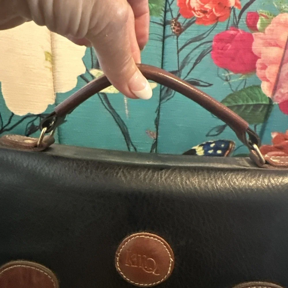 Vintage Full Grain Leather Satchel kMQ Messenger Shoulder Bag